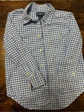 Ralph Lauren Blue & White Gingham Button-Down Shirt for Kids